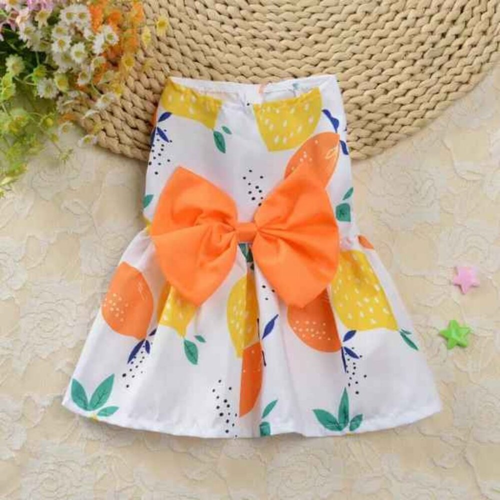 Pet Dog Cat Princess Skirt Dress‎ Floral Colorful Snap Close Bow Accent Cute SM